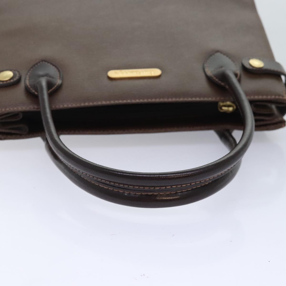 Burberrys Hand Bag Leather Brown Gold Auth 88262