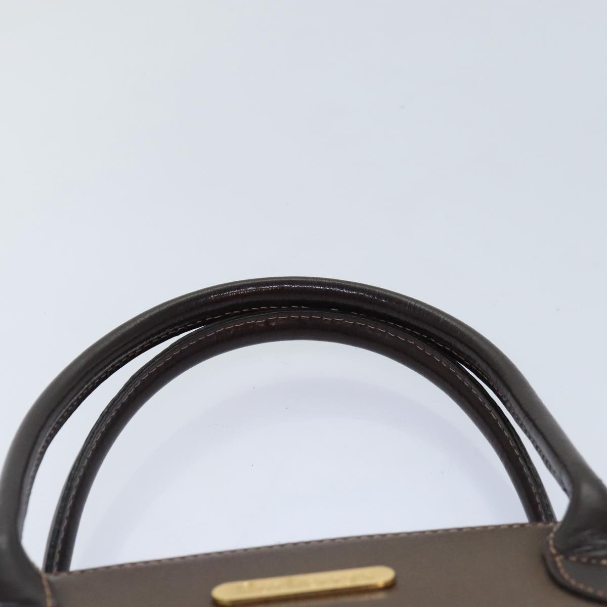 Burberrys Hand Bag Leather Brown Gold Auth 88262