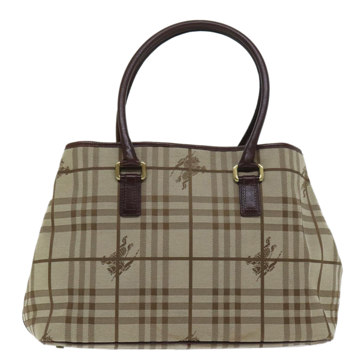 BURBERRY Nova Check Tote Bag Canvas Beige Auth 88275