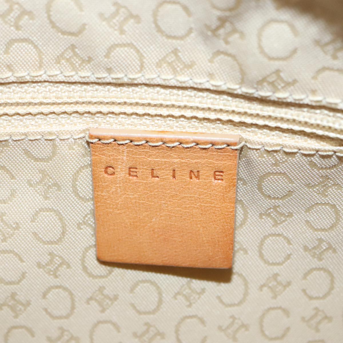 CELINE C Macadam Canvas Hand Bag Yellow Gold Auth 88280