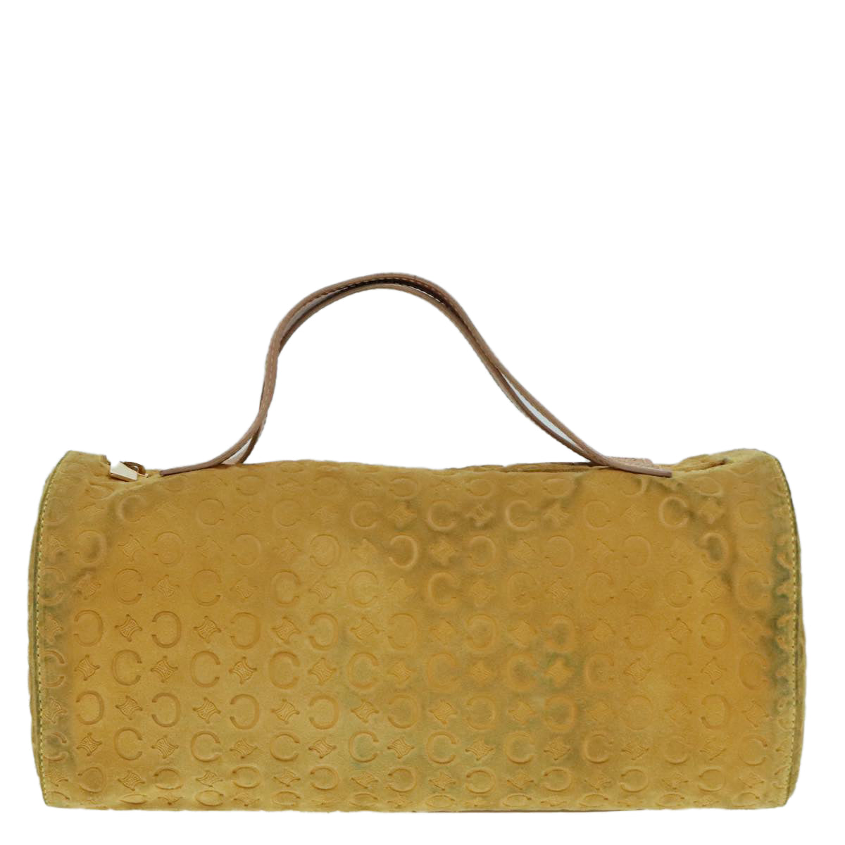 CELINE C Macadam Canvas Hand Bag Yellow Gold Auth 88280