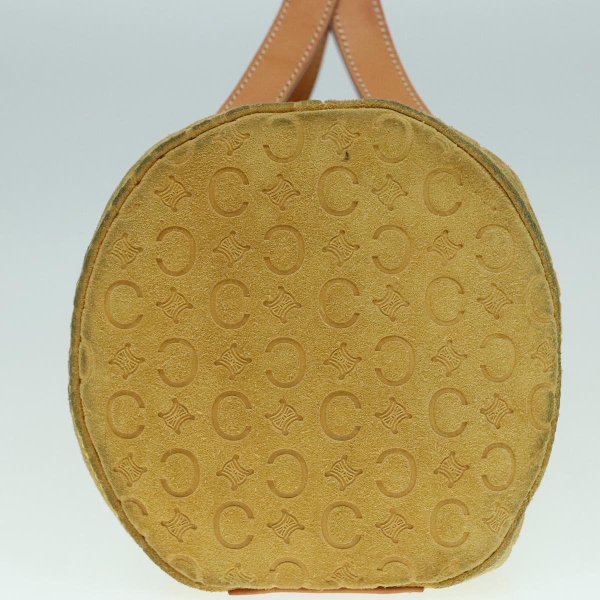 CELINE C Macadam Canvas Hand Bag Yellow Gold Auth 88280