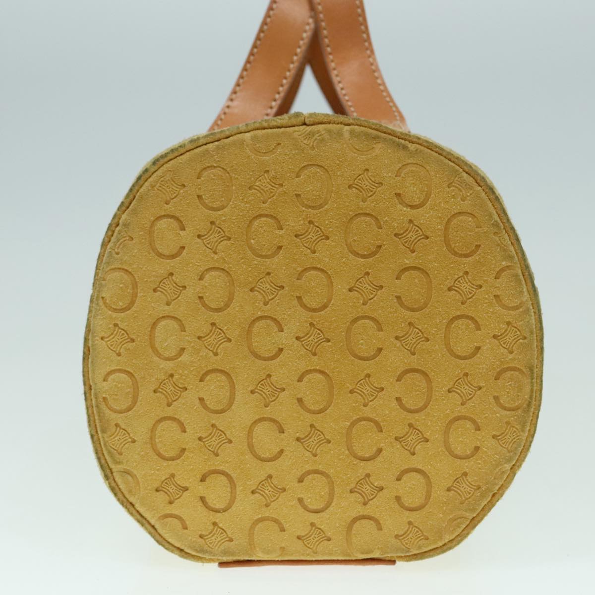 CELINE C Macadam Canvas Hand Bag Yellow Gold Auth 88280