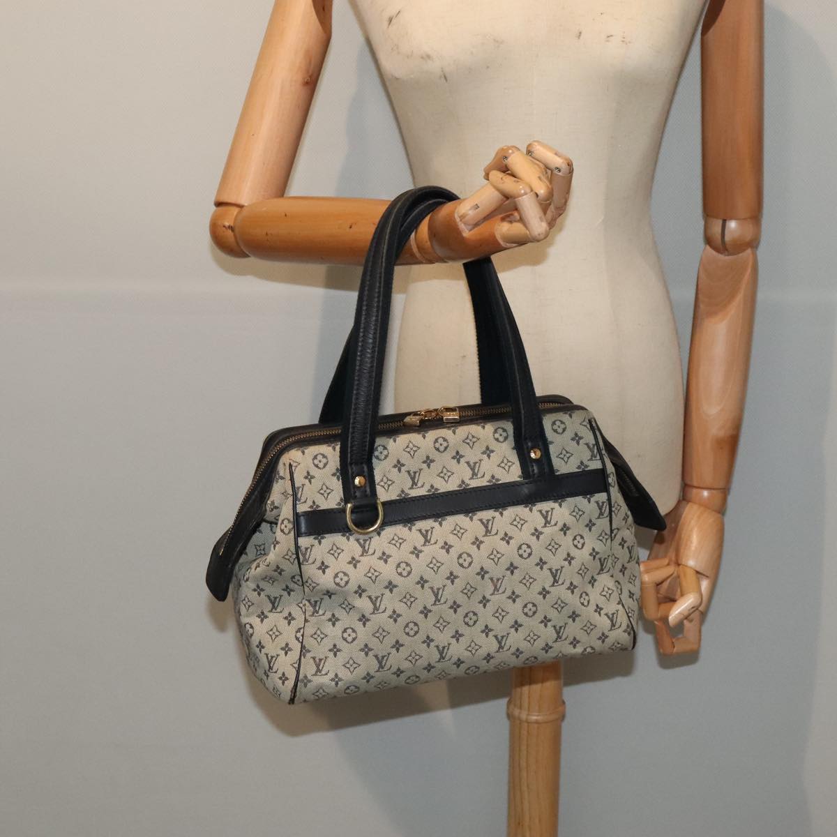 LOUIS VUITTON Monogram Mini Josephine PM Hand Bag Blue M92049 LV Auth 88303