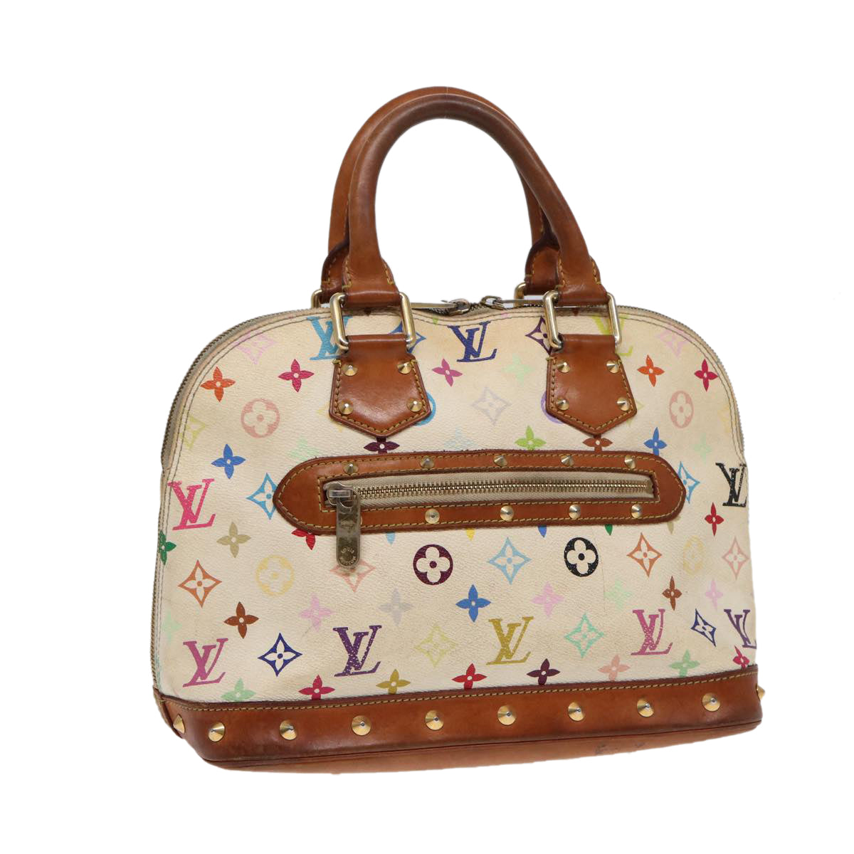 LOUIS VUITTON Monogram Multicolor Alma Hand Bag White M92647 LV Auth 88318