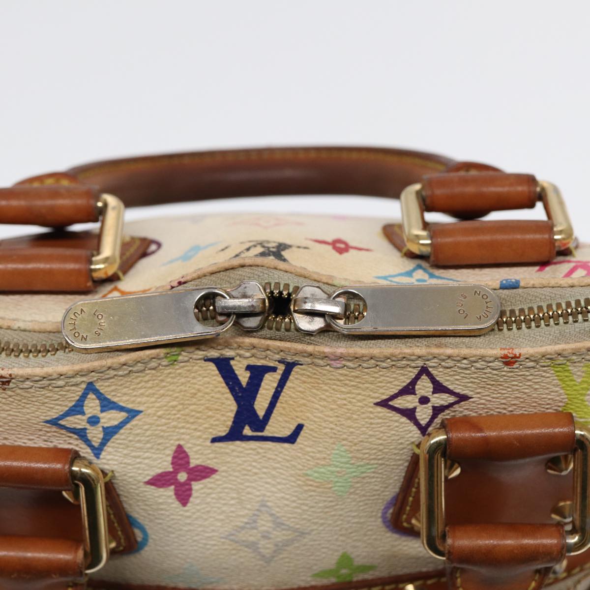 LOUIS VUITTON Monogram Multicolor Alma Hand Bag White M92647 LV Auth 88318