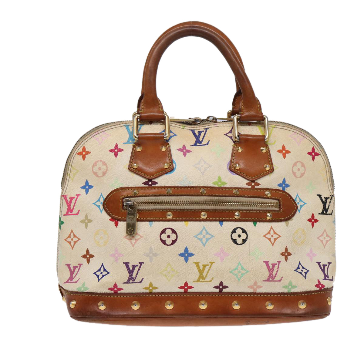 LOUIS VUITTON Monogram Multicolor Alma Hand Bag White M92647 LV Auth 88318