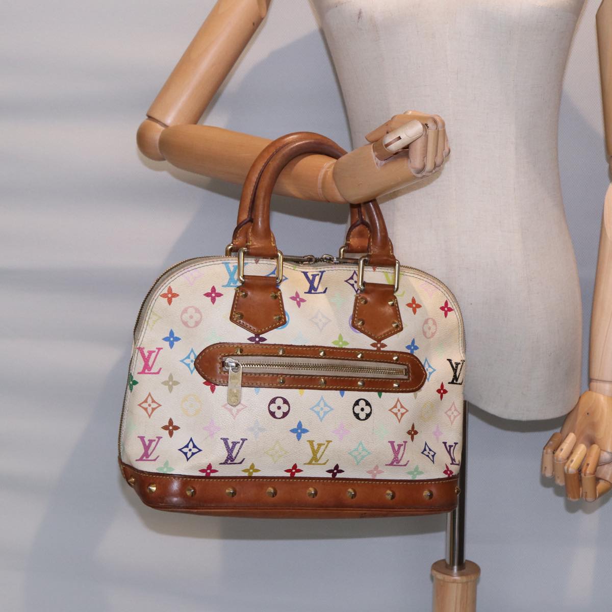 LOUIS VUITTON Monogram Multicolor Alma Hand Bag White M92647 LV Auth 88318