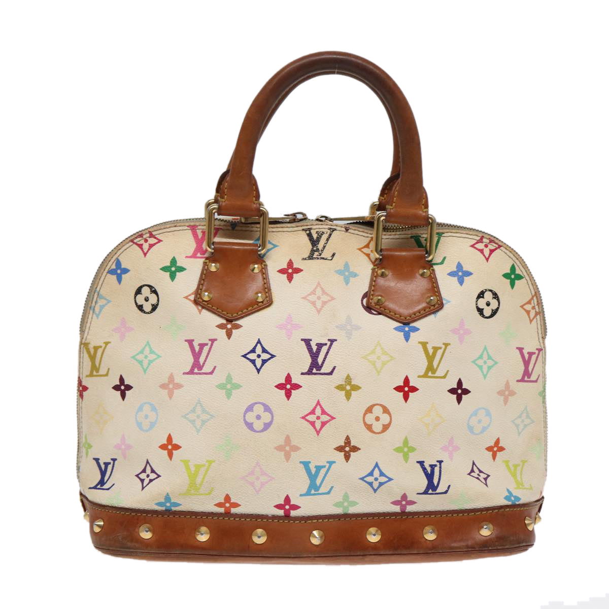 LOUIS VUITTON Monogram Multicolor Alma Hand Bag White M92647 LV Auth 88318