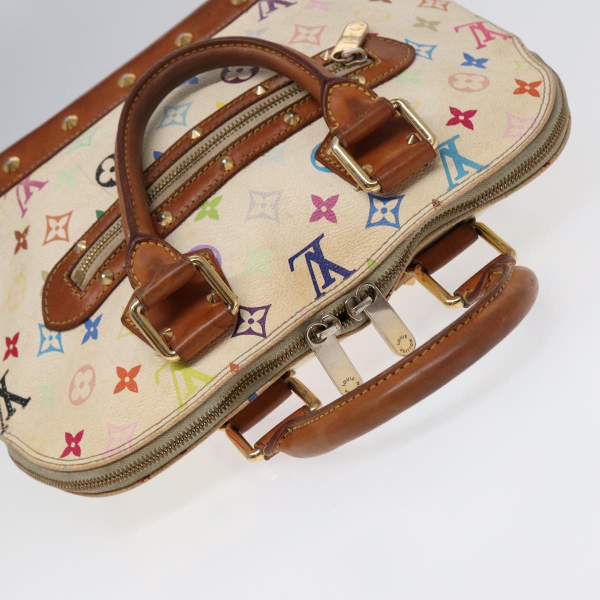 LOUIS VUITTON Monogram Multicolor Alma Hand Bag White M92647 LV Auth 88318