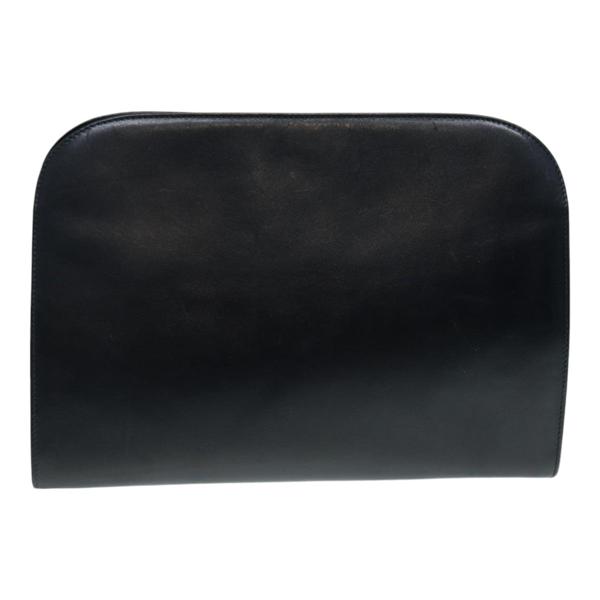 Salvatore Ferragamo Gancini Shoulder Bag Leather Navy Gold Auth 88324