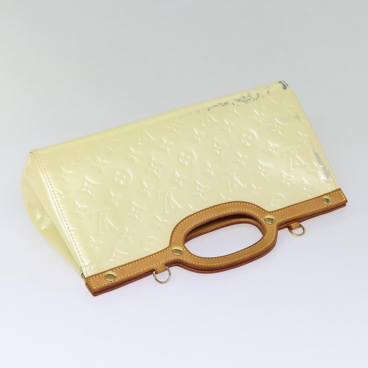 LOUIS VUITTON Monogram Vernis Roxbury Drive Hand Bag Perle M91374 LV Auth 88362