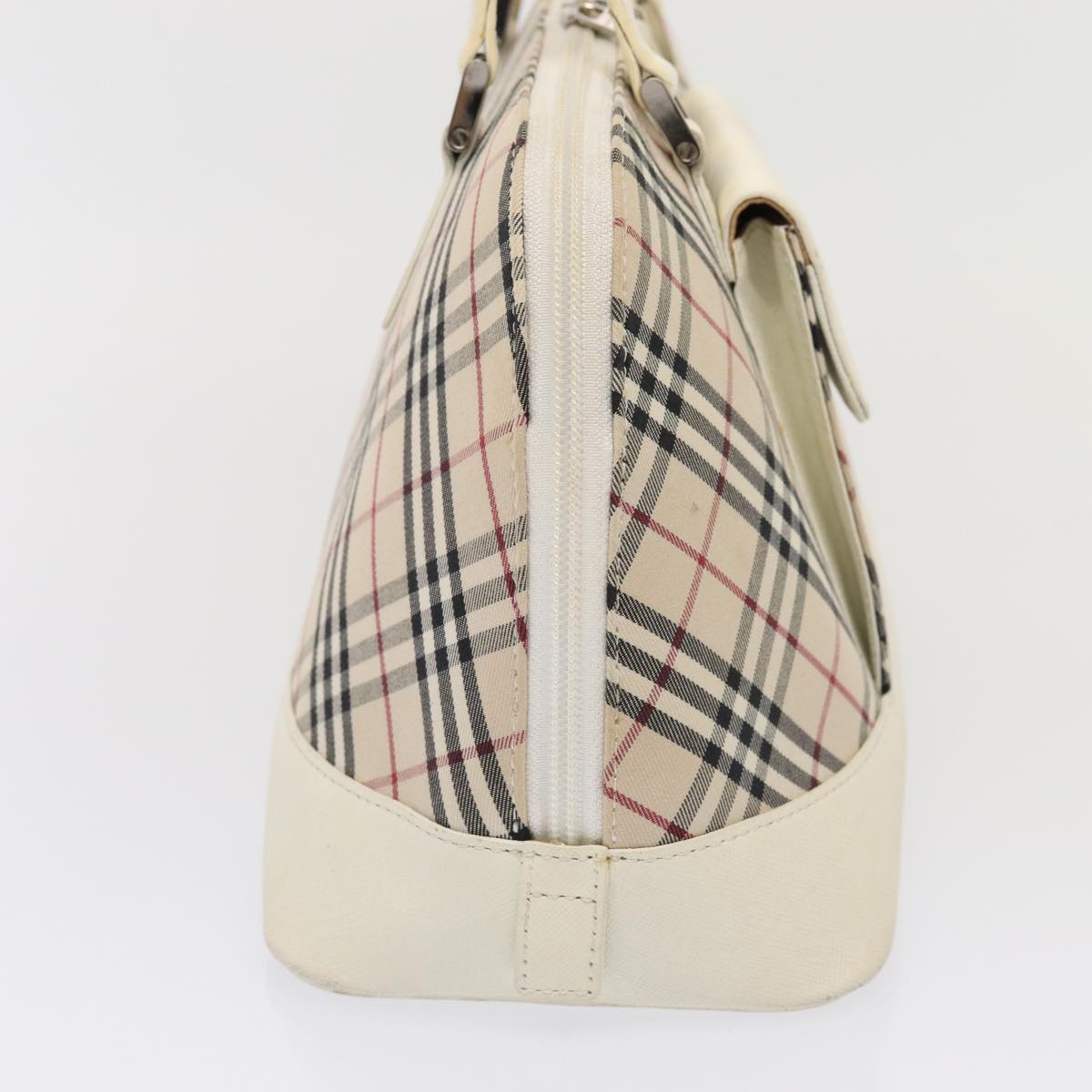 BURBERRY Nova Check Hand Bag Canvas Beige White Auth 88414