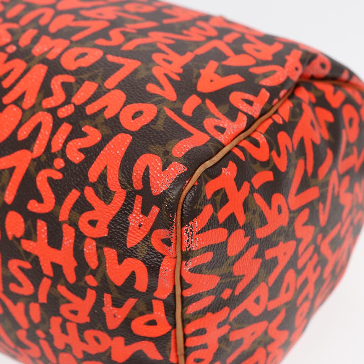 LOUIS VUITTON Monogram Graffiti Speedy 30 Hand Bag Orange M93705 LV Auth 88440