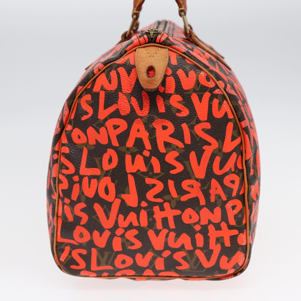 LOUIS VUITTON Monogram Graffiti Speedy 30 Hand Bag Orange M93705 LV Auth 88440