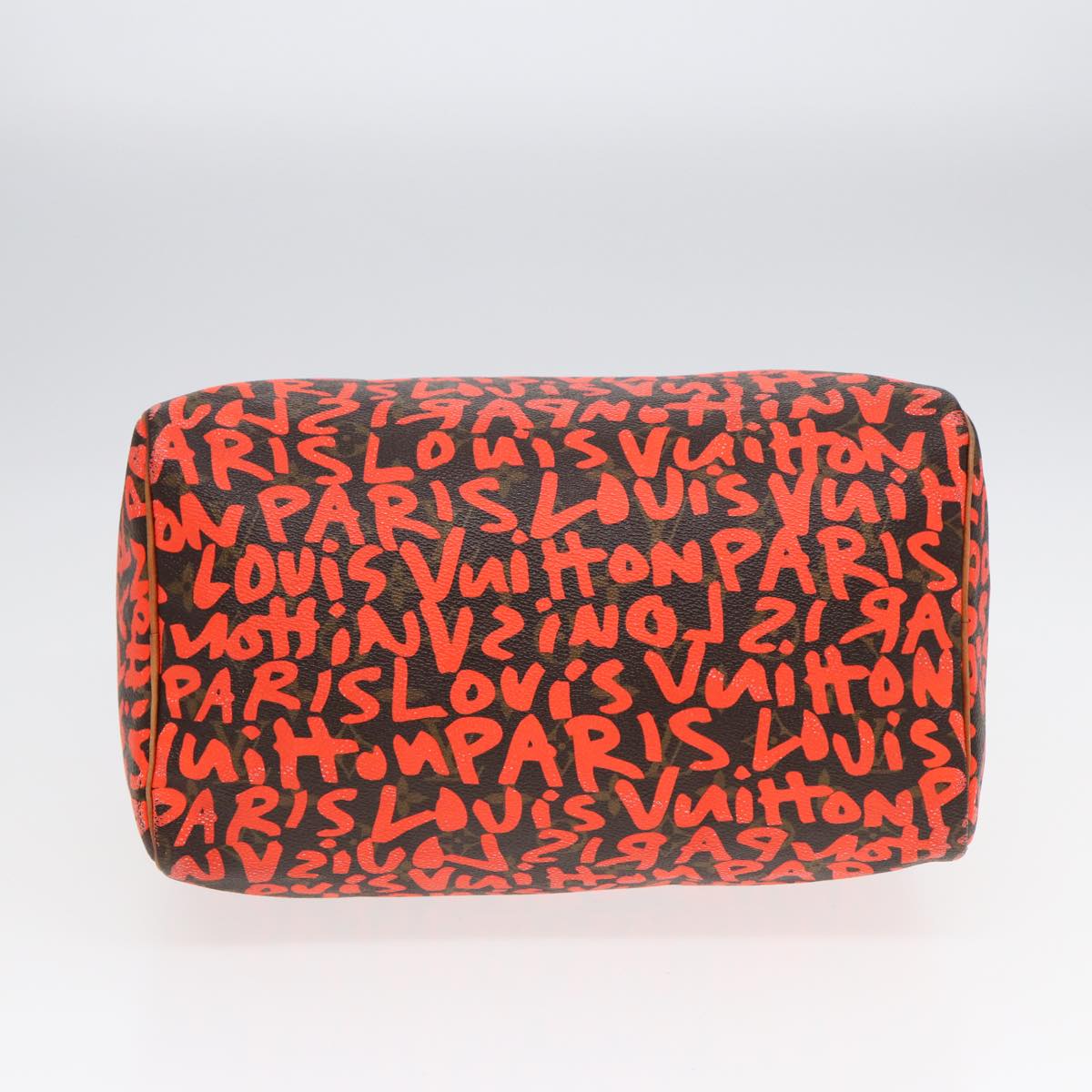 LOUIS VUITTON Monogram Graffiti Speedy 30 Hand Bag Orange M93705 LV Auth 88440