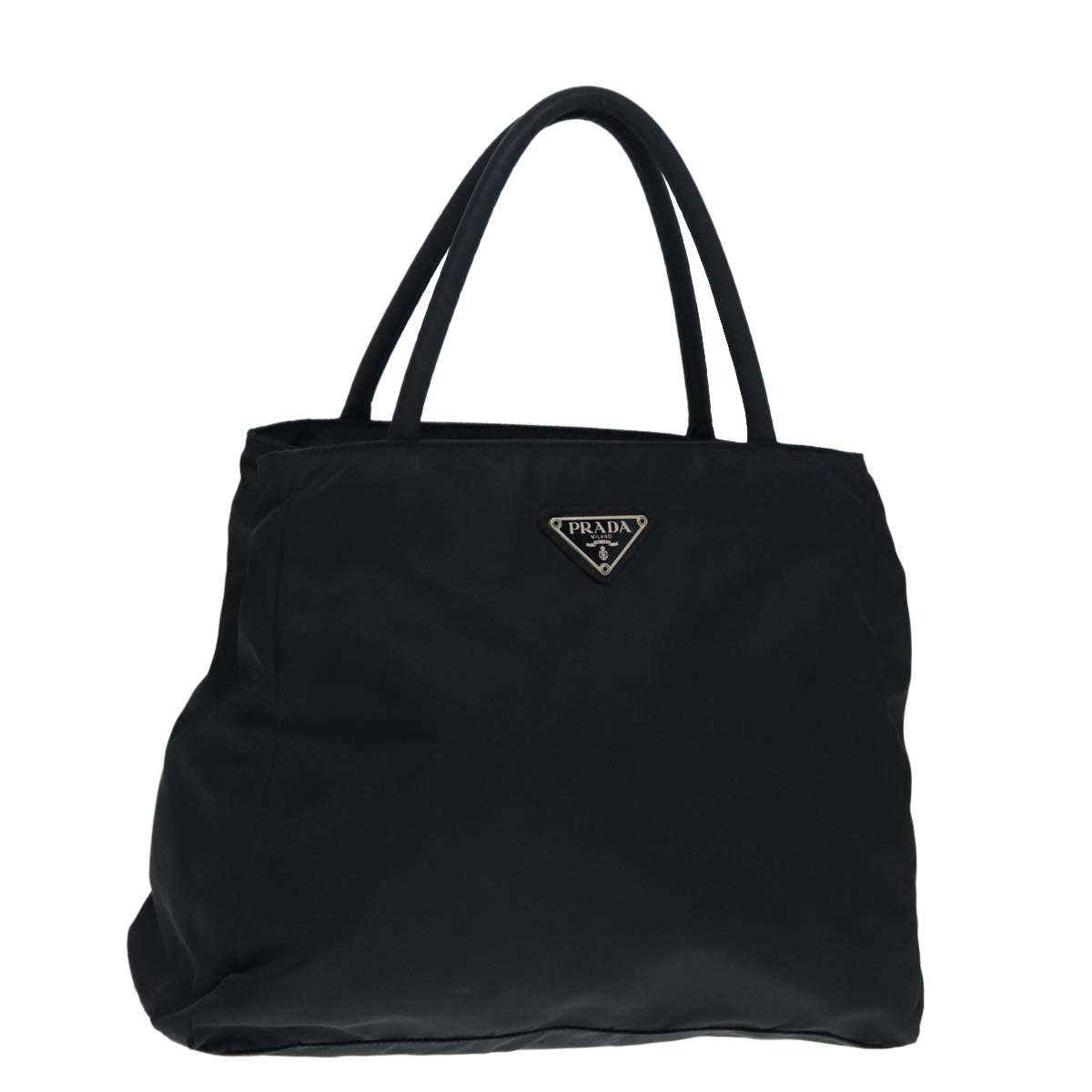 PRADA Hand Bag Nylon Black Silver Auth 88469