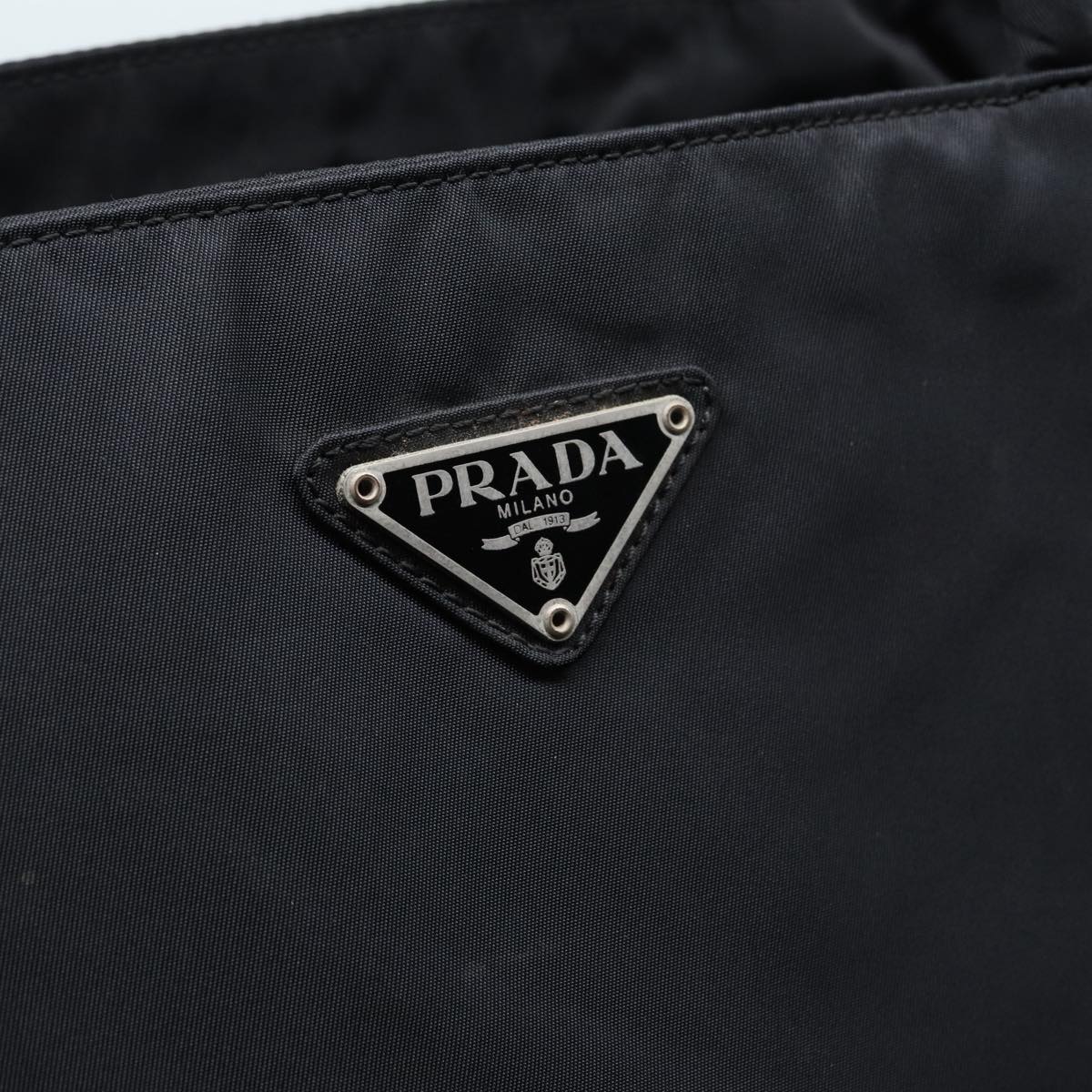 PRADA Hand Bag Nylon Black Silver Auth 88469