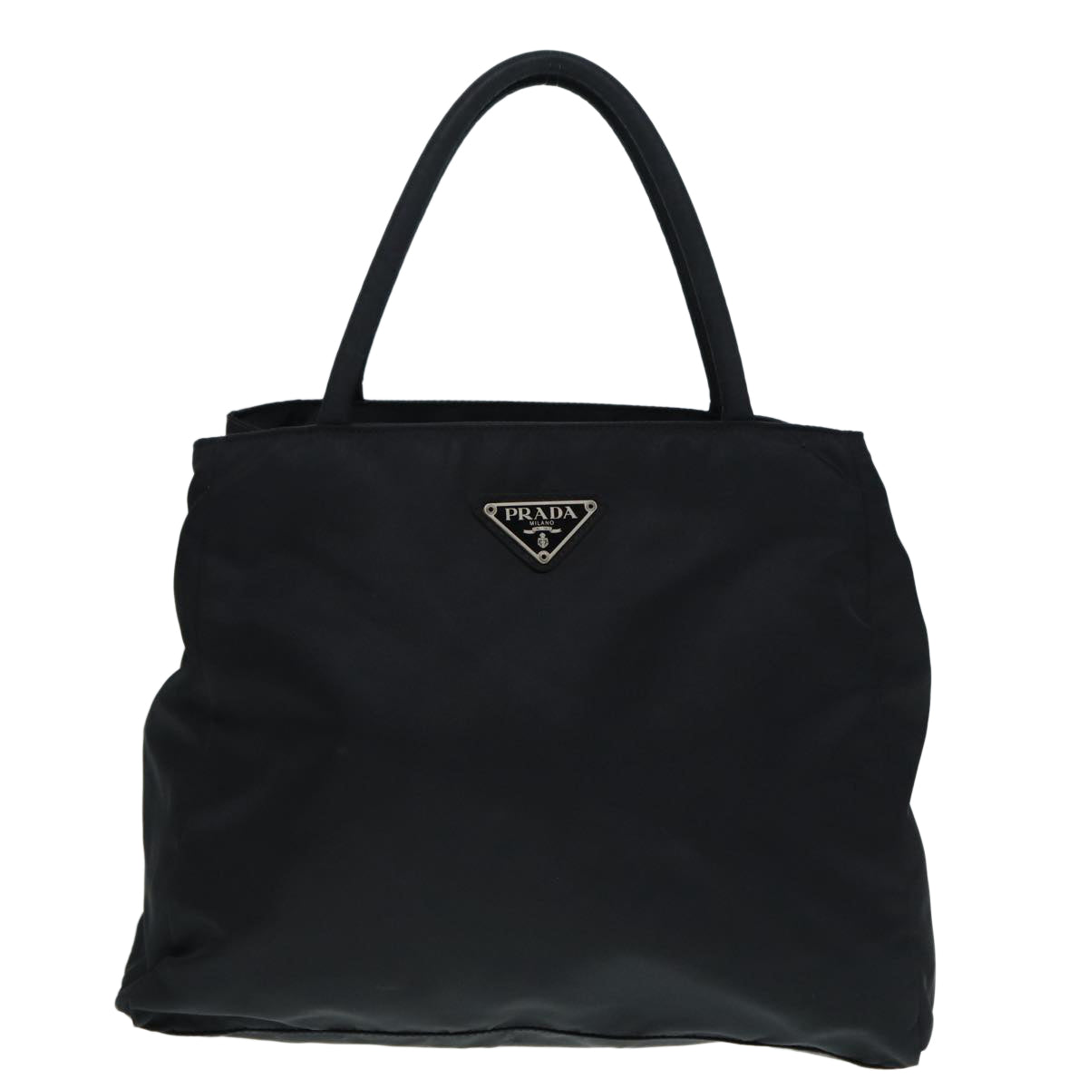 PRADA Hand Bag Nylon Black Silver Auth 88469