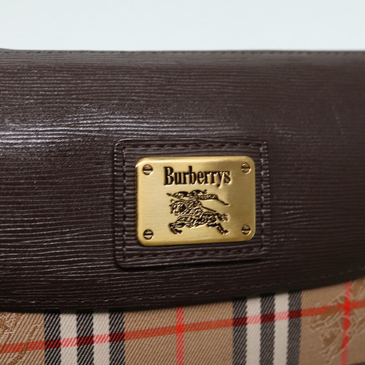 Burberrys Nova Check Clutch Bag Canvas Leather Beige Brown Auth 88490