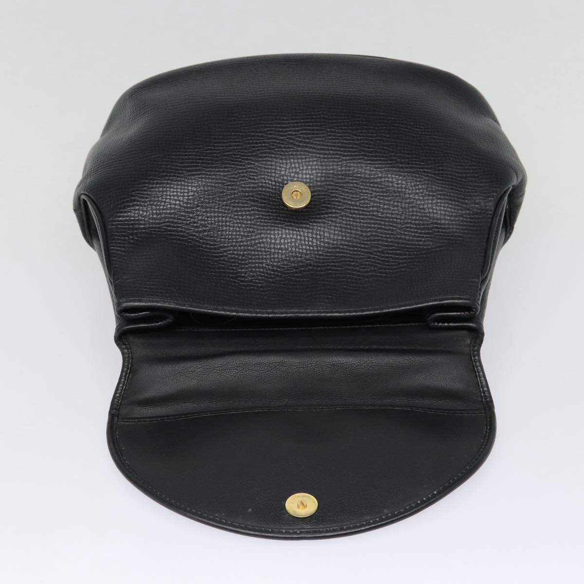 Christian Dior Hand Bag Leather Black Gold Auth 88497