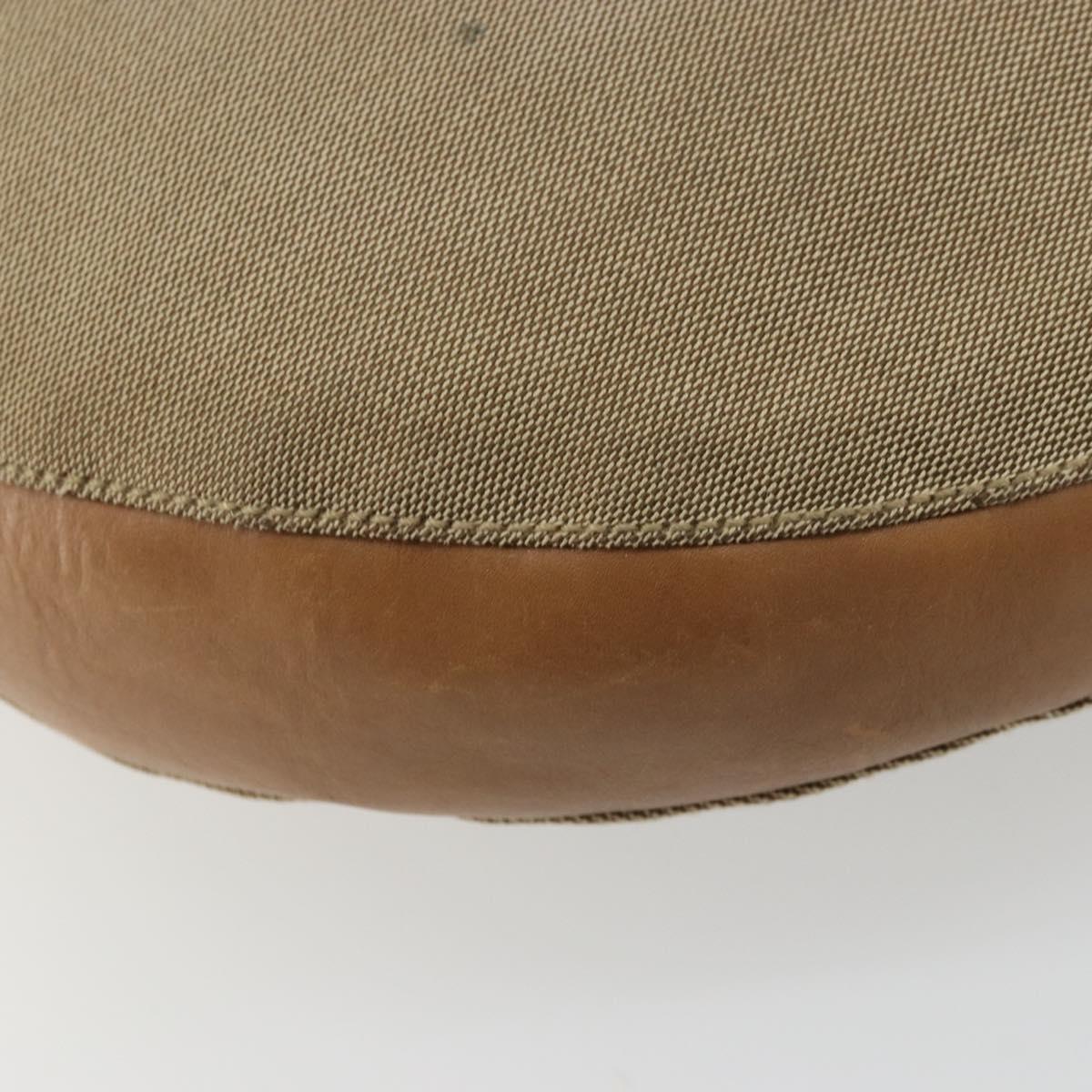 GUCCI Shoulder Bag Canvas Leather Beige Brown Silver 109210 Auth 88498