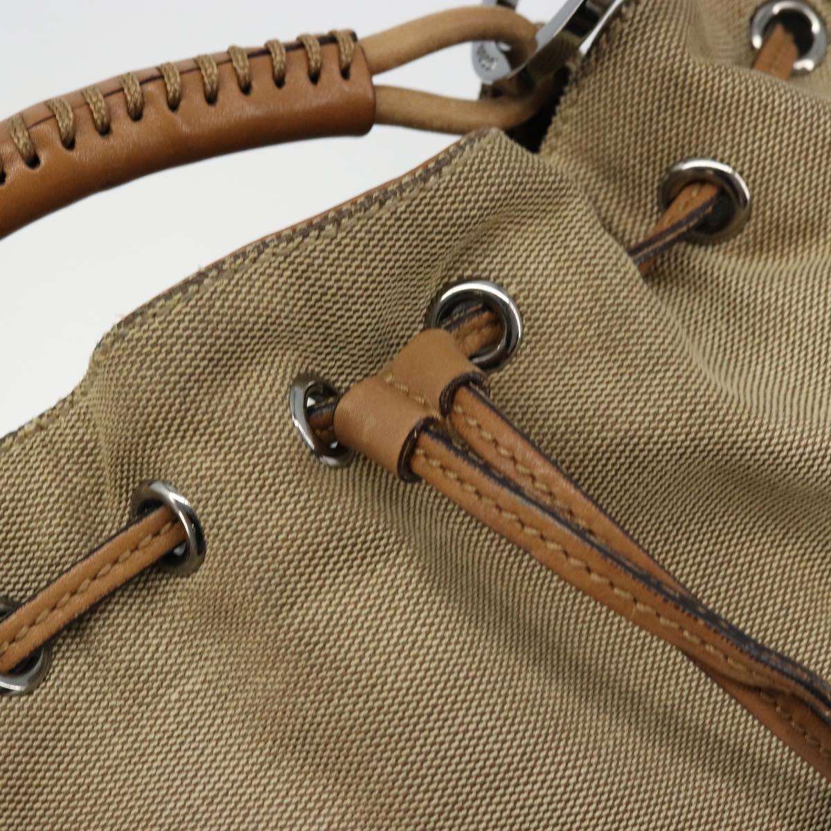 GUCCI Shoulder Bag Canvas Leather Beige Brown Silver 109210 Auth 88498
