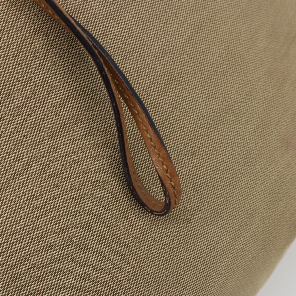 GUCCI Shoulder Bag Canvas Leather Beige Brown Silver 109210 Auth 88498