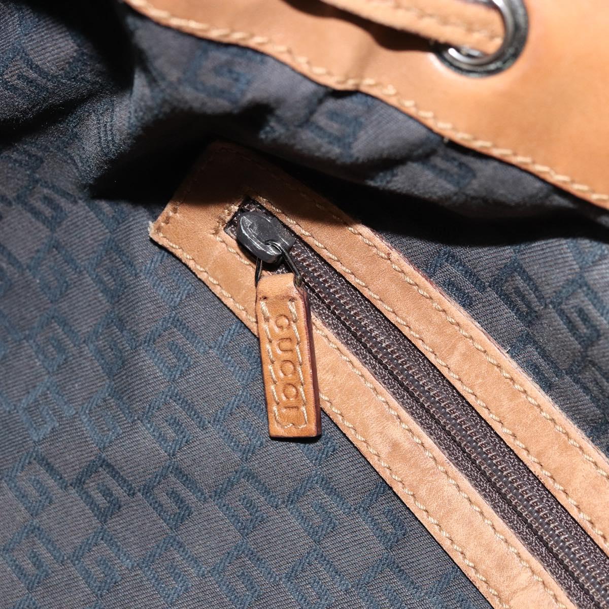 GUCCI Shoulder Bag Canvas Leather Beige Brown Silver 109210 Auth 88498