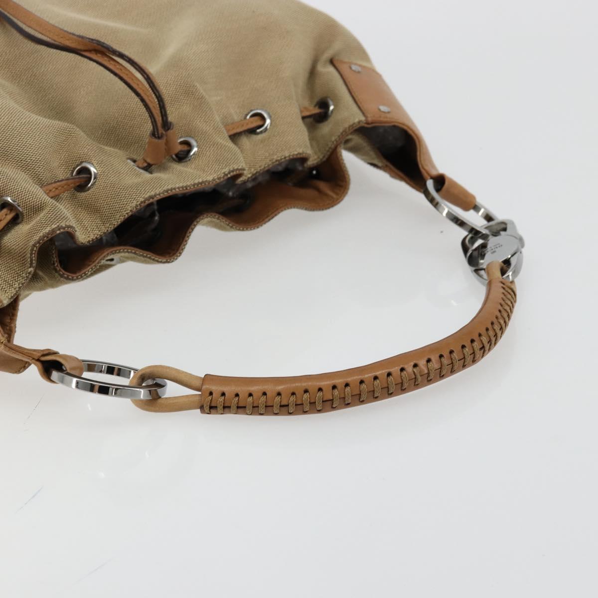 GUCCI Shoulder Bag Canvas Leather Beige Brown Silver 109210 Auth 88498