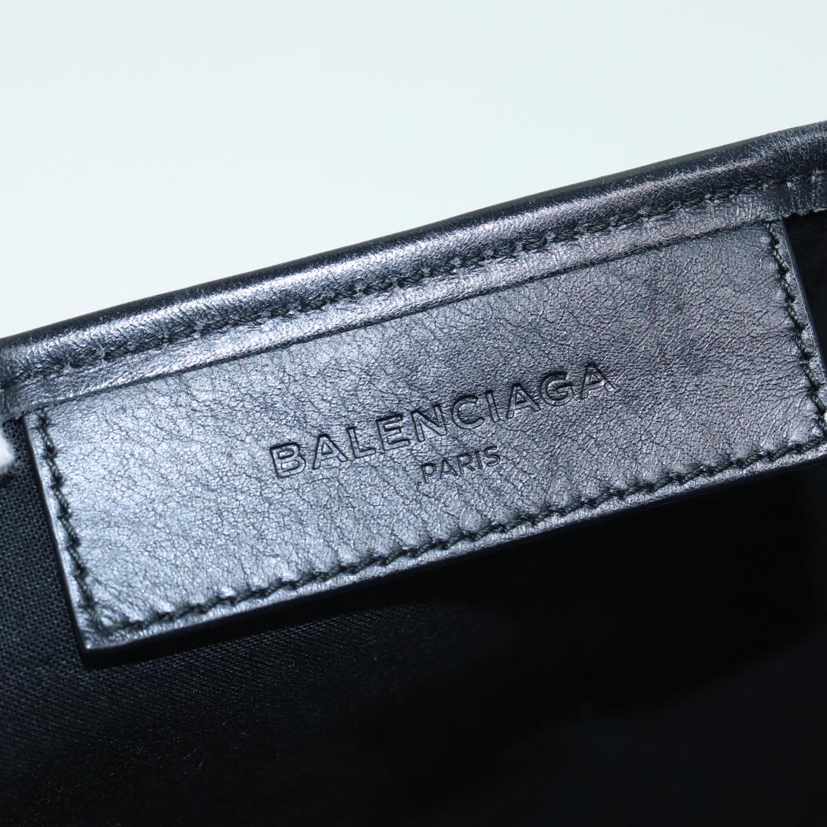 BALENCIAGA Navy Cabas M Hand Bag Canvas Blue Silver 339933 Auth 88567