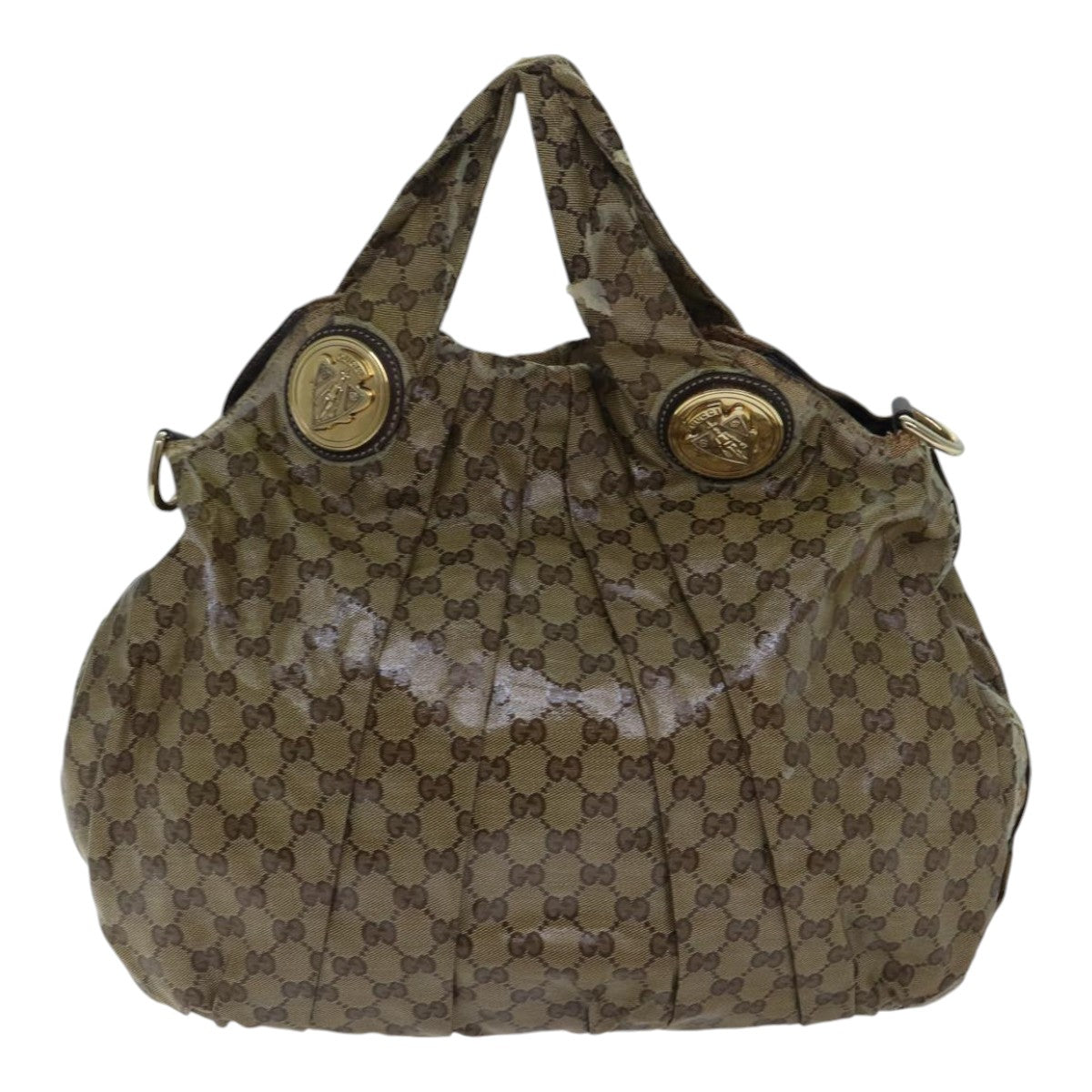 GUCCI GG Crystal Hand Bag 2way Beige Gold 197016 Auth 88624