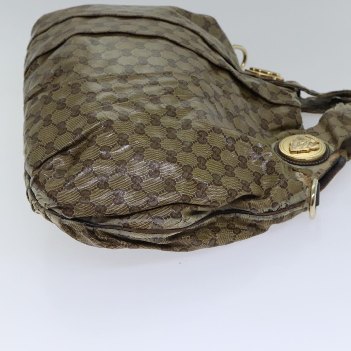 GUCCI GG Crystal Hand Bag 2way Beige Gold 197016 Auth 88624