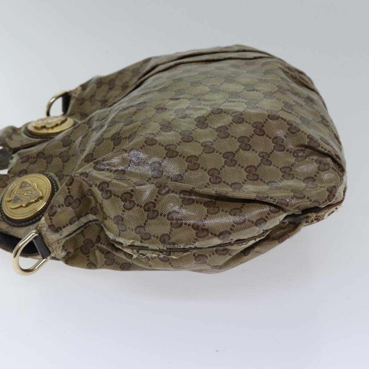 GUCCI GG Crystal Hand Bag 2way Beige Gold 197016 Auth 88624