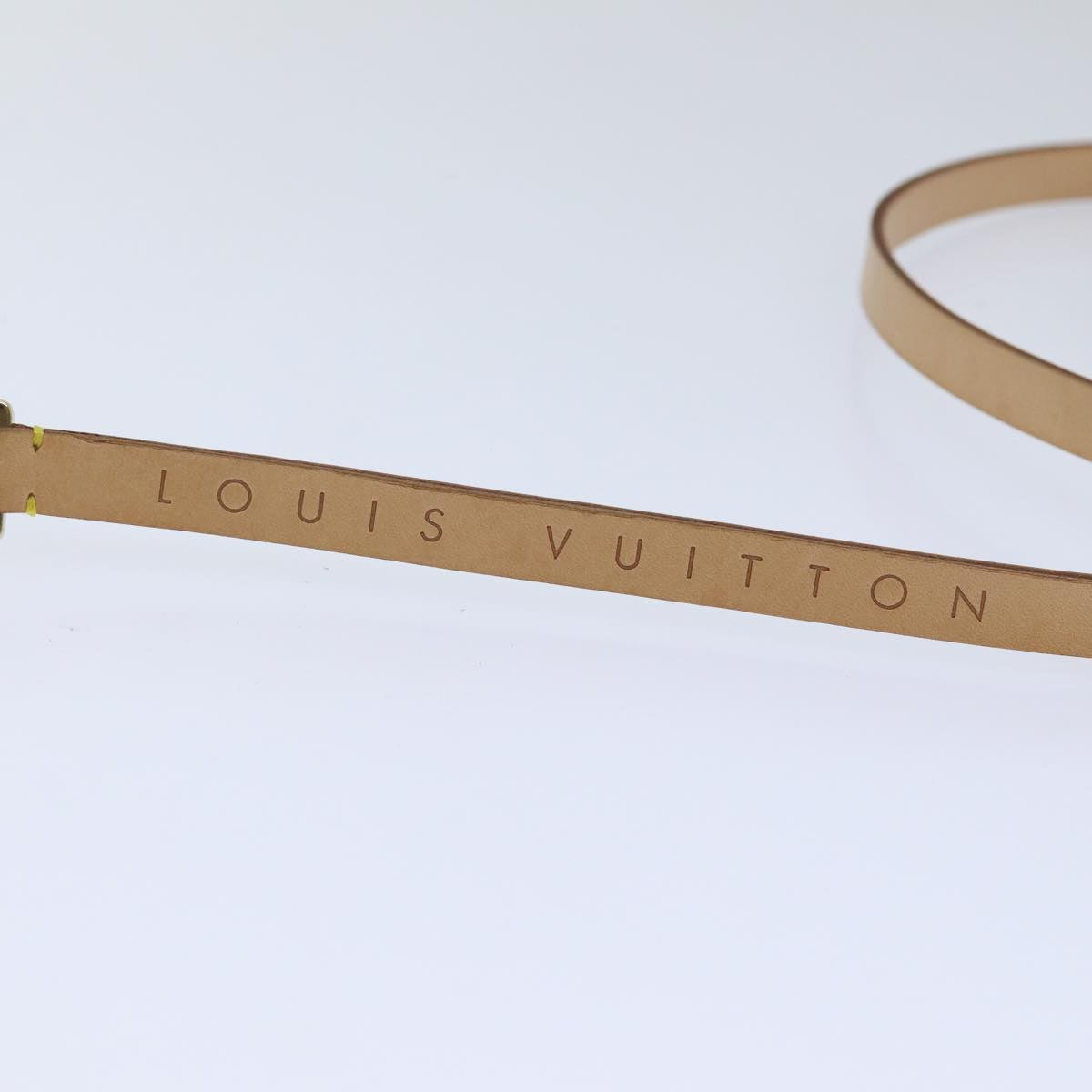 LOUIS VUITTON Belt Leather M Beige LV Auth 88629