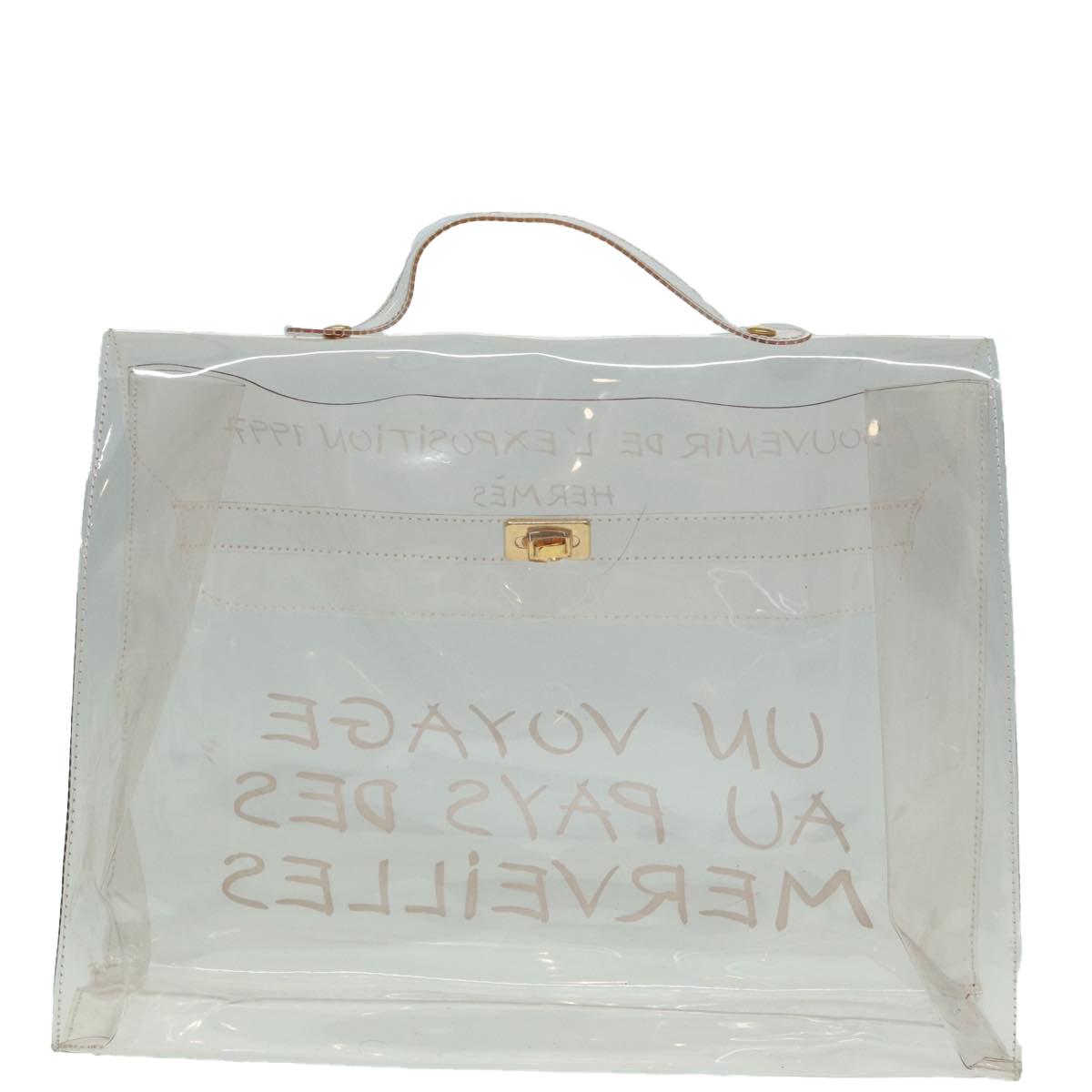 HERMES Vinyl Kelly Hand Bag Vinyl Clear Auth 88638