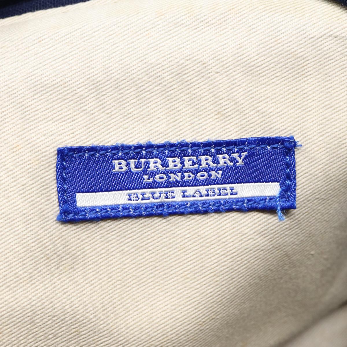 BURBERRY Nova Check Blue Label Hand Bag Canvas Blue Silver Auth 88648