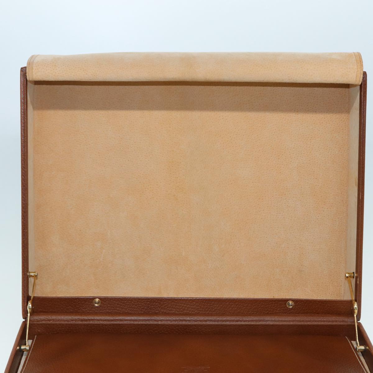 LOEWE Anagram Attache Case Trunk Leather Brown Gold Auth 88655