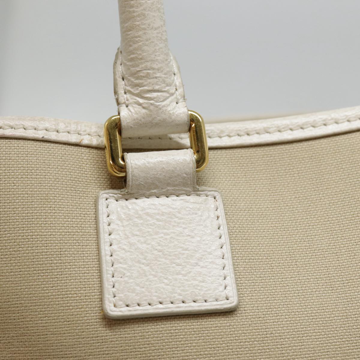 LOEWE Anagram Hand Bag Canvas Beige Gold Auth 88659