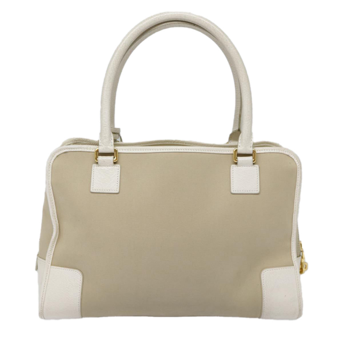 LOEWE Anagram Hand Bag Canvas Beige Gold Auth 88659