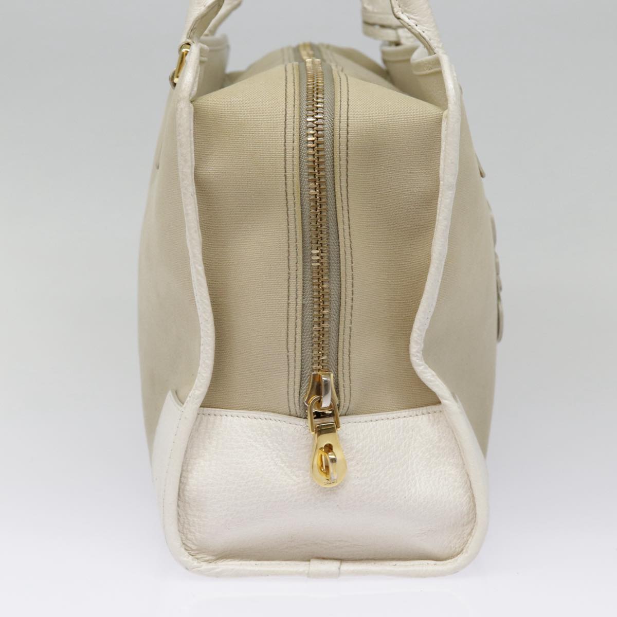 LOEWE Anagram Hand Bag Canvas Beige Gold Auth 88659