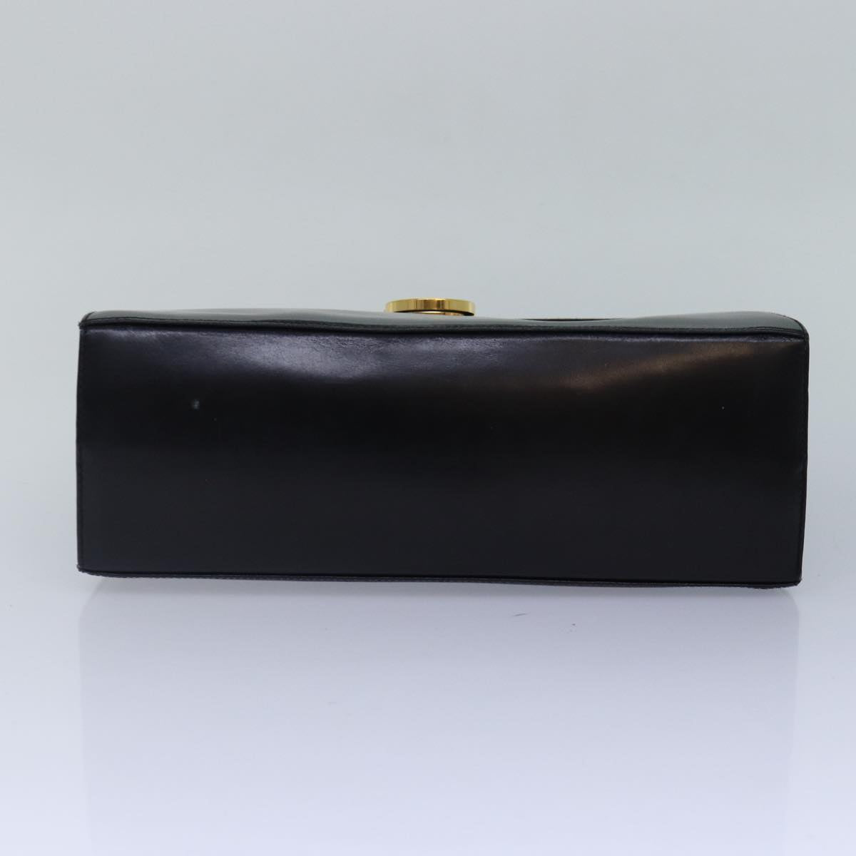 Salvatore Ferragamo Gancini Hand Bag Leather Black Gold Auth 88670