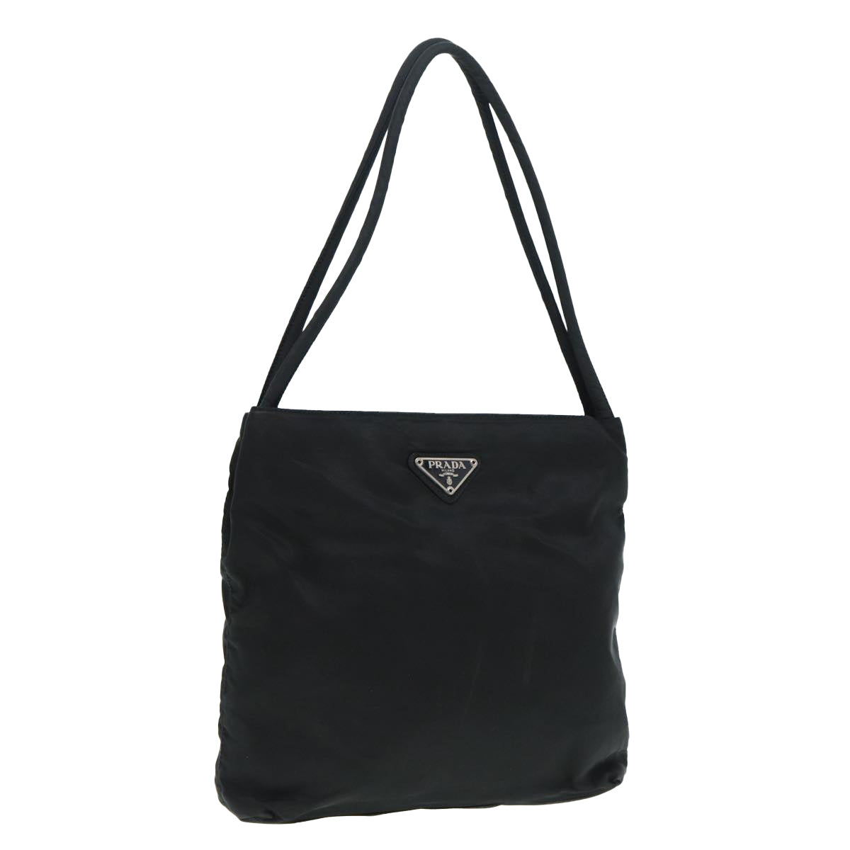 PRADA Hand Bag Nylon Black Silver Auth 88677