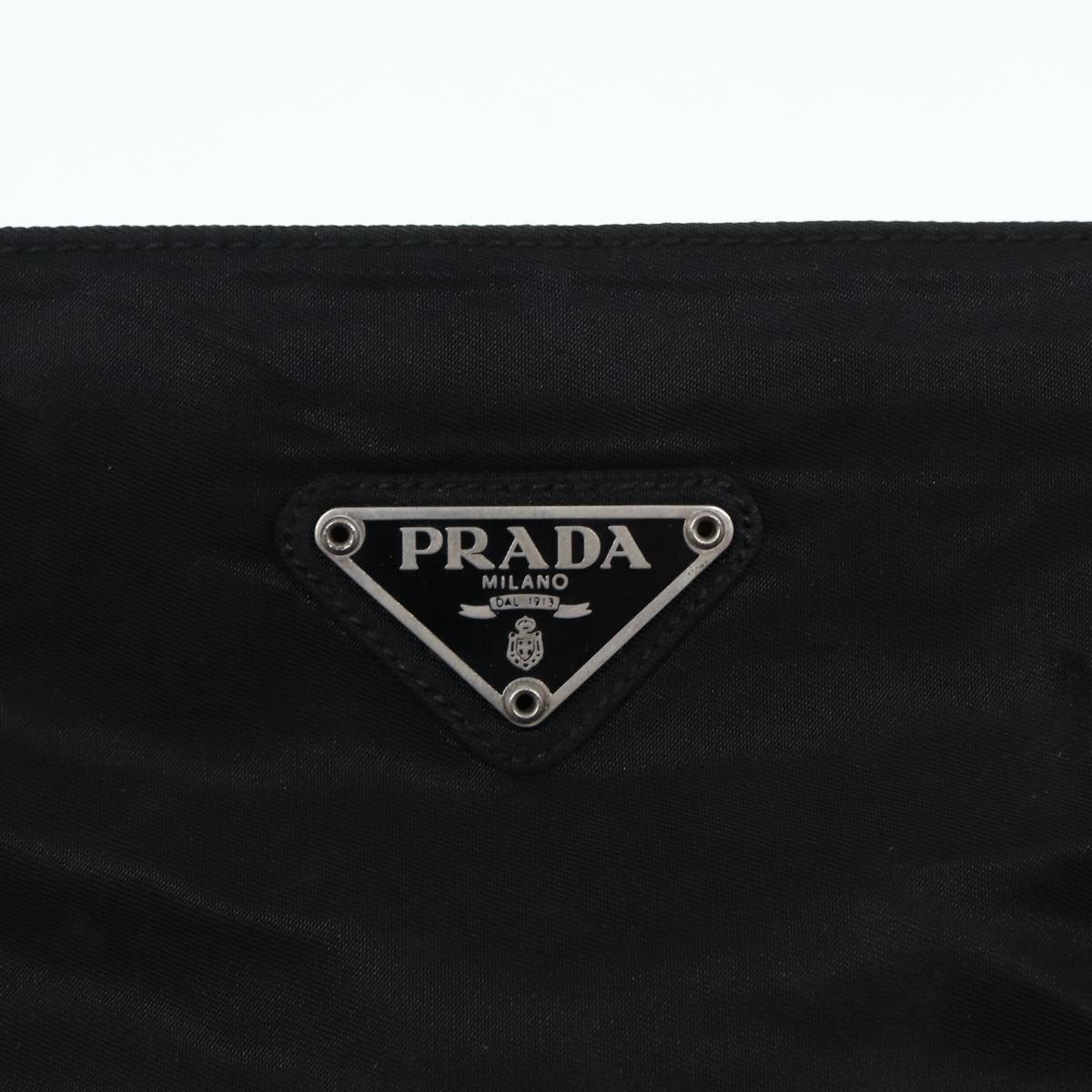 PRADA Hand Bag Nylon Black Silver Auth 88677