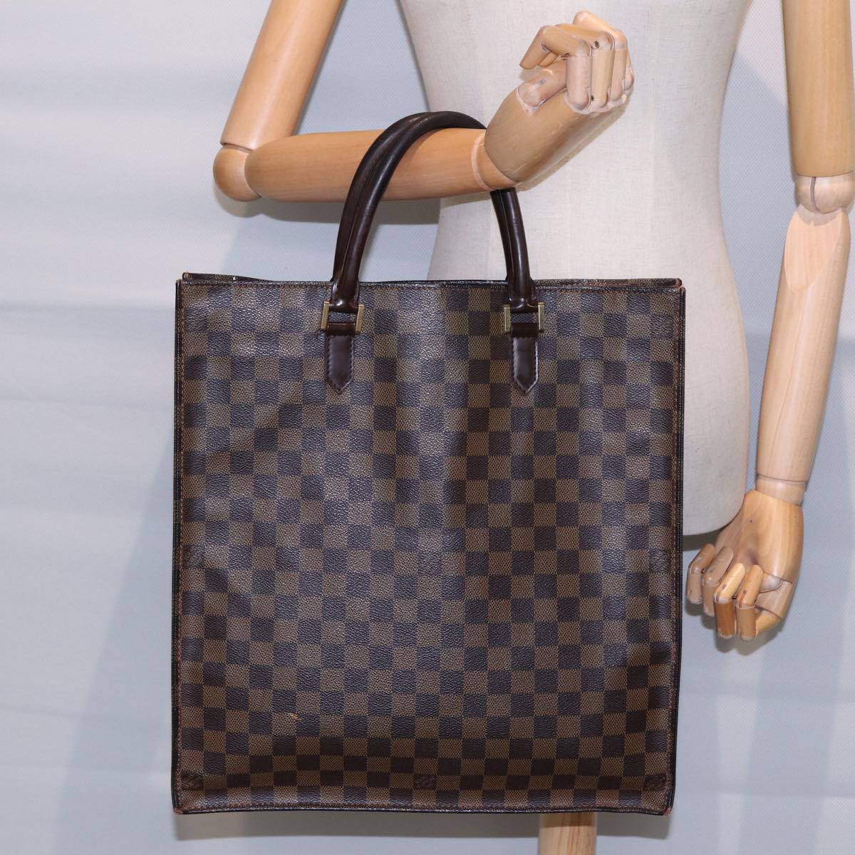 LOUIS VUITTON Damier Ebene Sac Plat Hand Bag N51140 LV Auth 88692