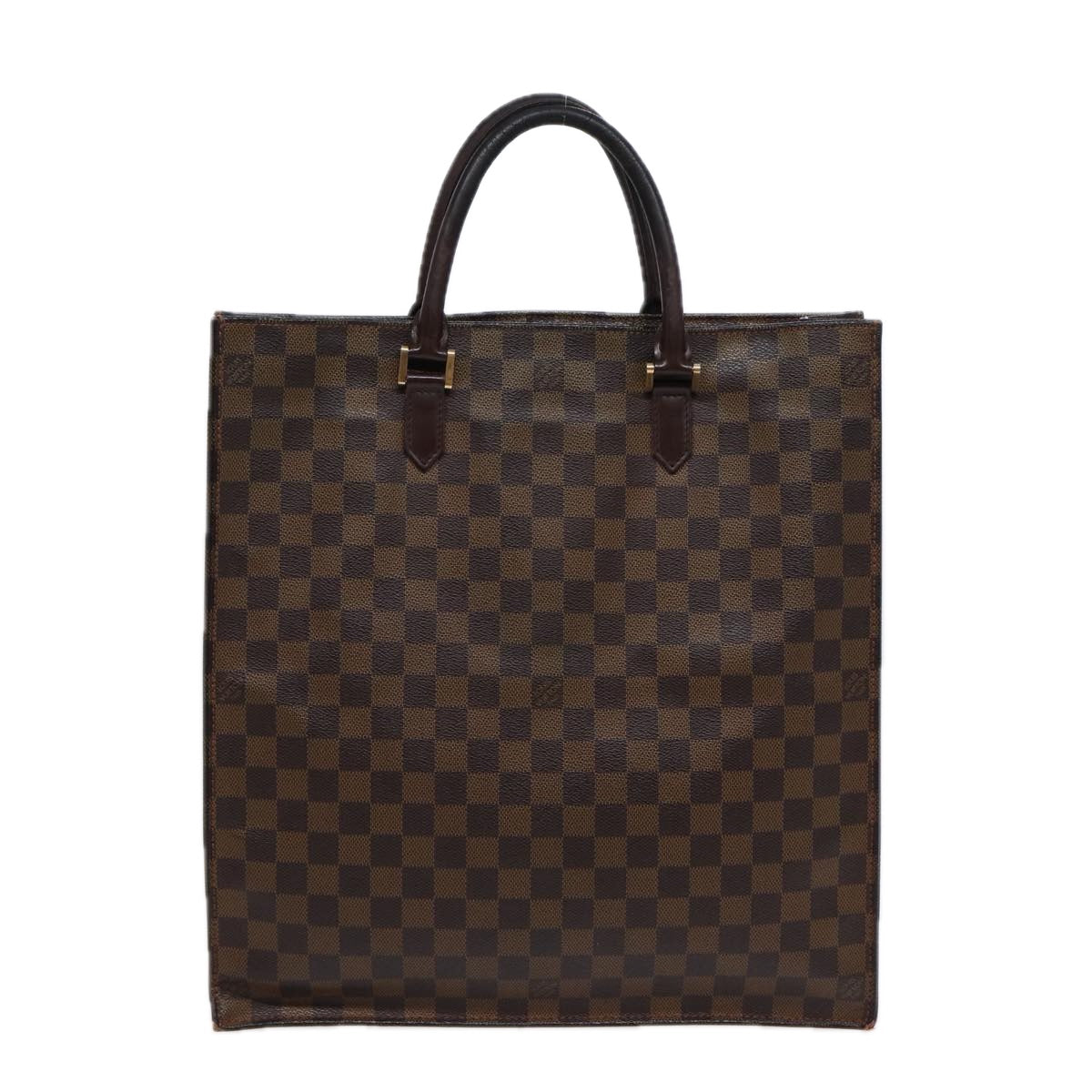 LOUIS VUITTON Damier Ebene Sac Plat Hand Bag N51140 LV Auth 88692