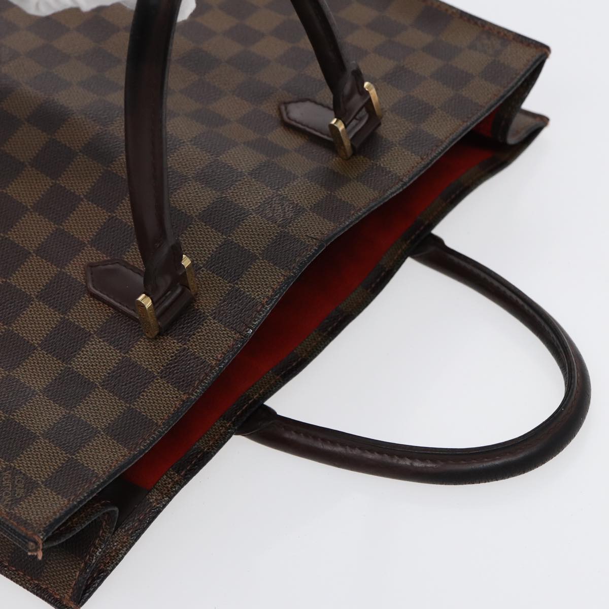 LOUIS VUITTON Damier Ebene Sac Plat Hand Bag N51140 LV Auth 88692