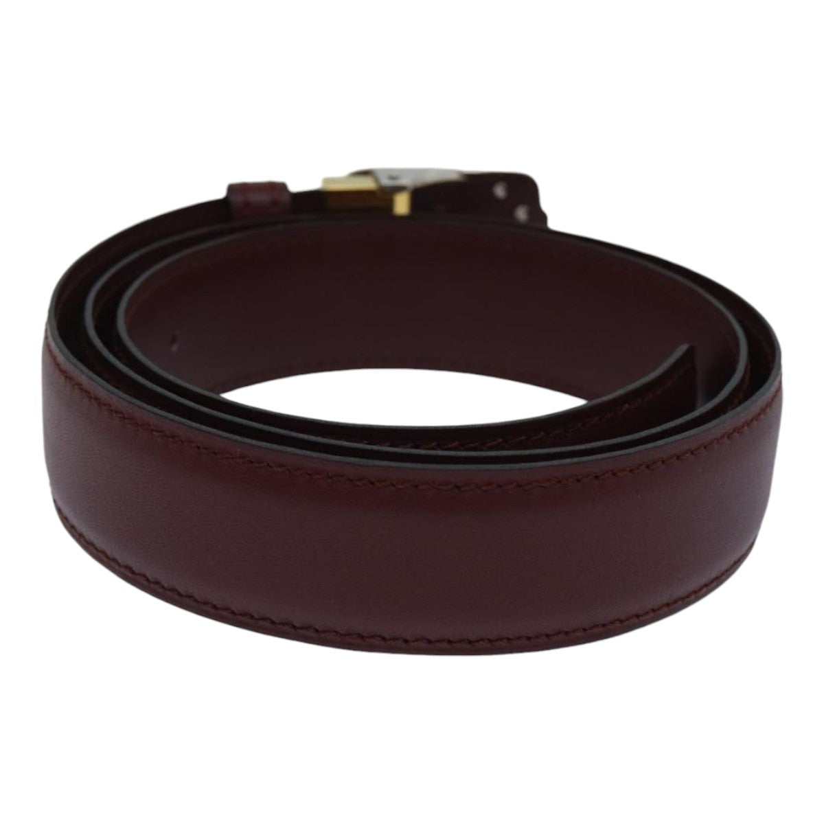 CARTIER Belt Leather 37.4"" Red Gold Auth 88708