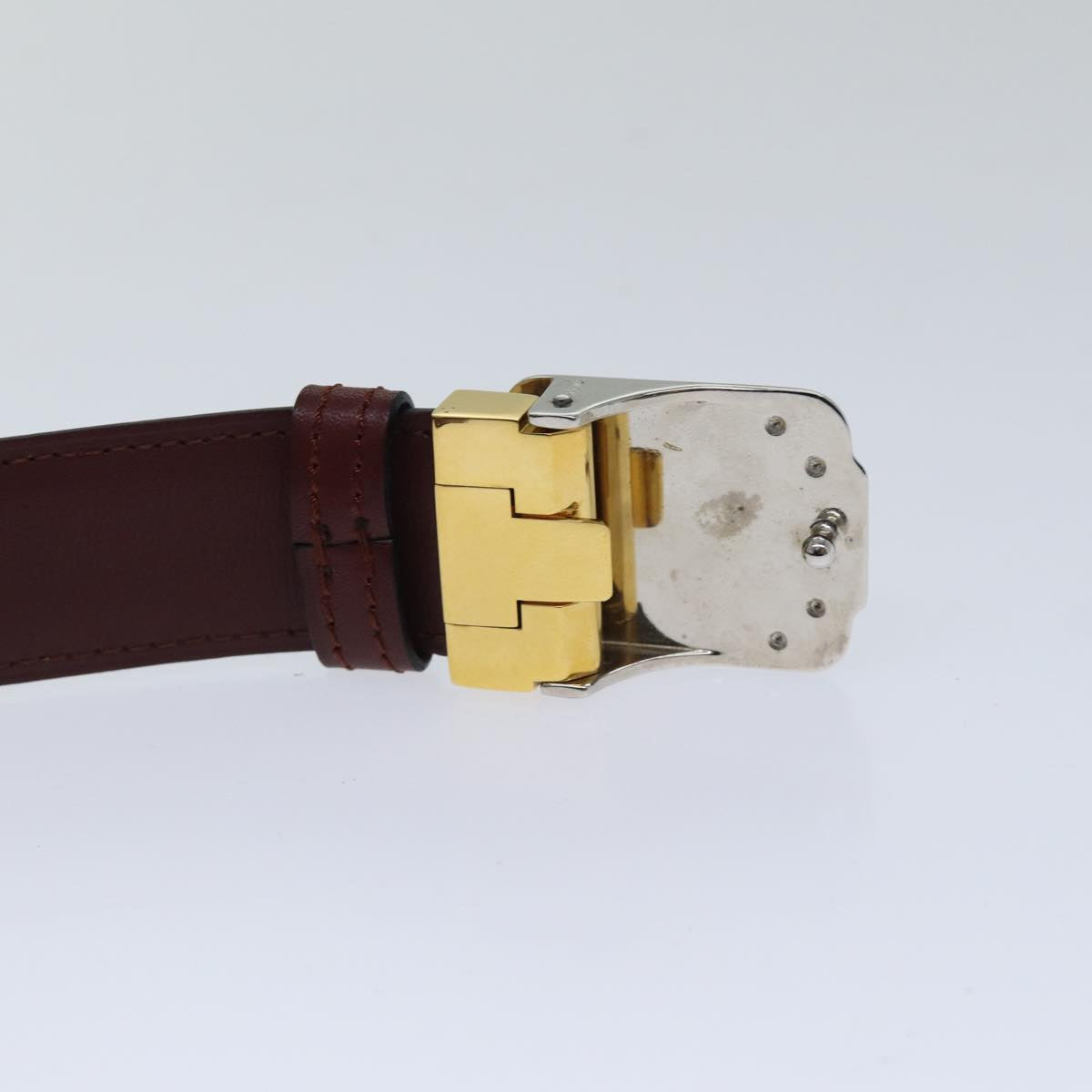 CARTIER Belt Leather 37.4"" Red Gold Auth 88708