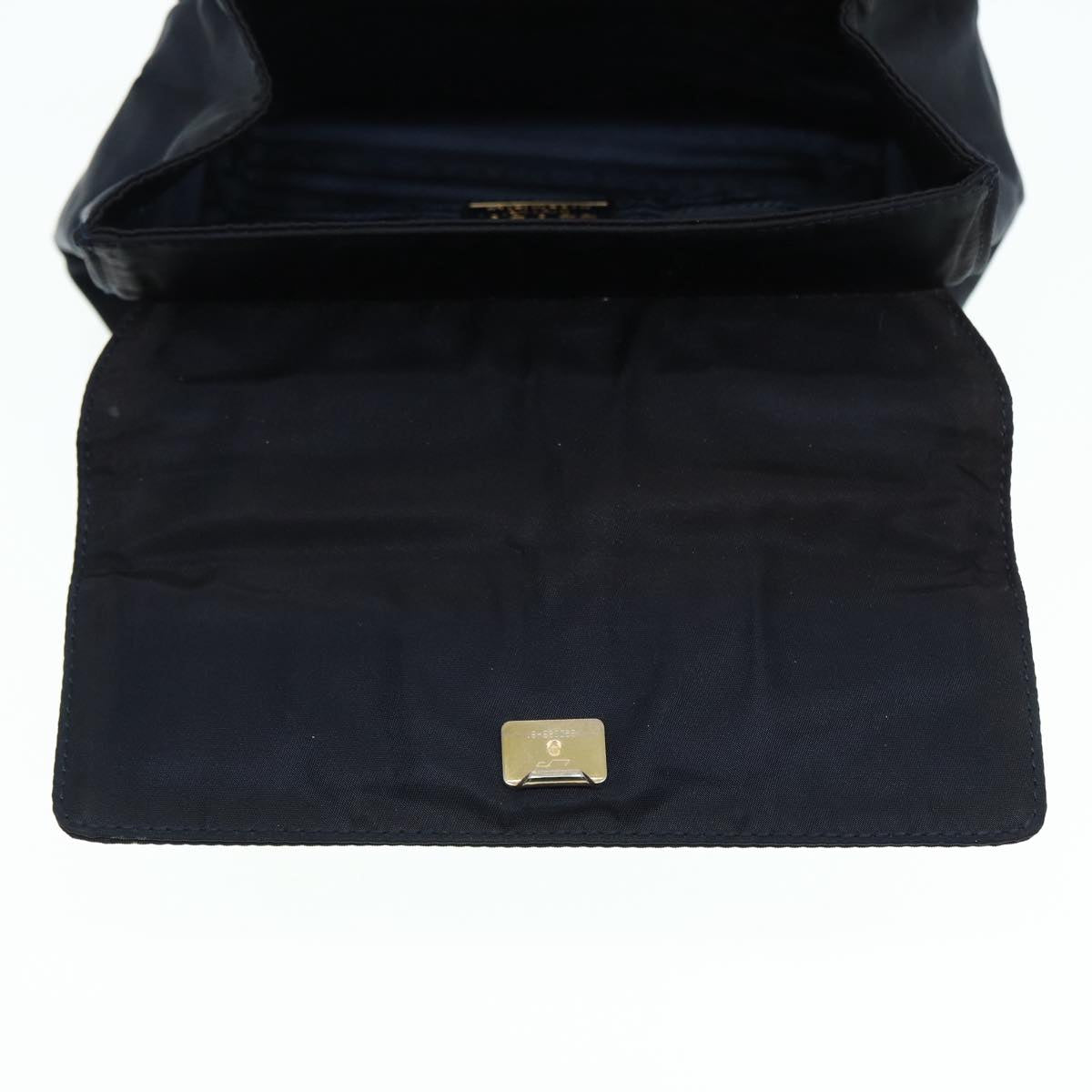 PRADA Hand Bag Nylon Navy Gold Auth 88719